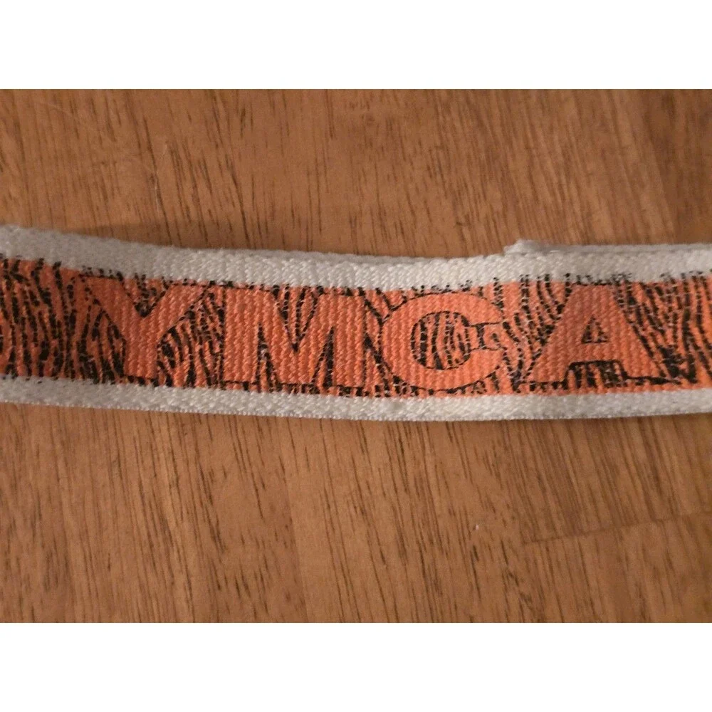 Vintage YMCA Elastic Sweatband Headband Orange Black Tiger Stripe Retro 70s 80s